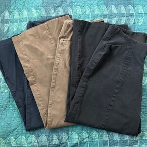 Bundle of 3, Pixie wide leg pull-on ankle pants, Navy & Olive, & Black - XL